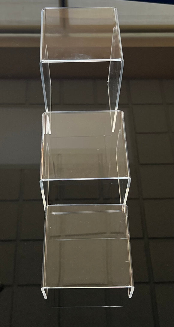 CLEAR ACRYLIC RISERS FOR DISPLAY(SET OF 3 PCS), HOME DECOR, SHELF SHOWCASE FIXTURE, JEWELRY DISPLAY