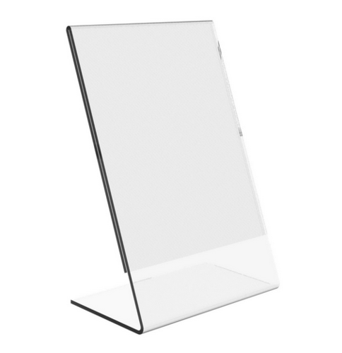 Slant back sign holder 8.5” x 11” clear acrylic